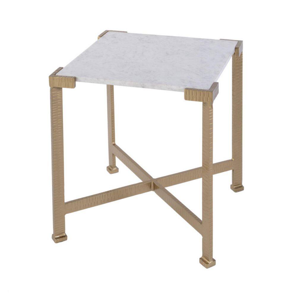 18 in. White, Antiqued Gold Square Marble End Table price history on PriceWatchPro