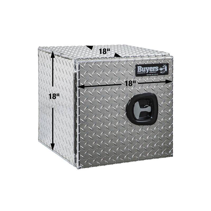 18 in. x 18 in. x 18 in. Diamond Plate Tread Aluminum Underbody Truck Tool Box with Barn Door