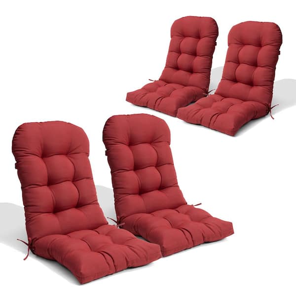 19.7 in. x 49.6 in. 4-Piece Outdoor Adirondack Chair Cushion Rocking Chair Cushions High Back in Chili