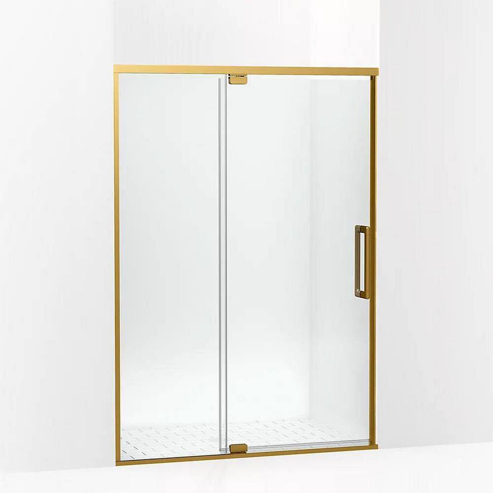 Statement 54 in. W x 76 in. H Pivot Framed Shower Door in Brass Finish with Clear Glass price history on PriceWatchPro