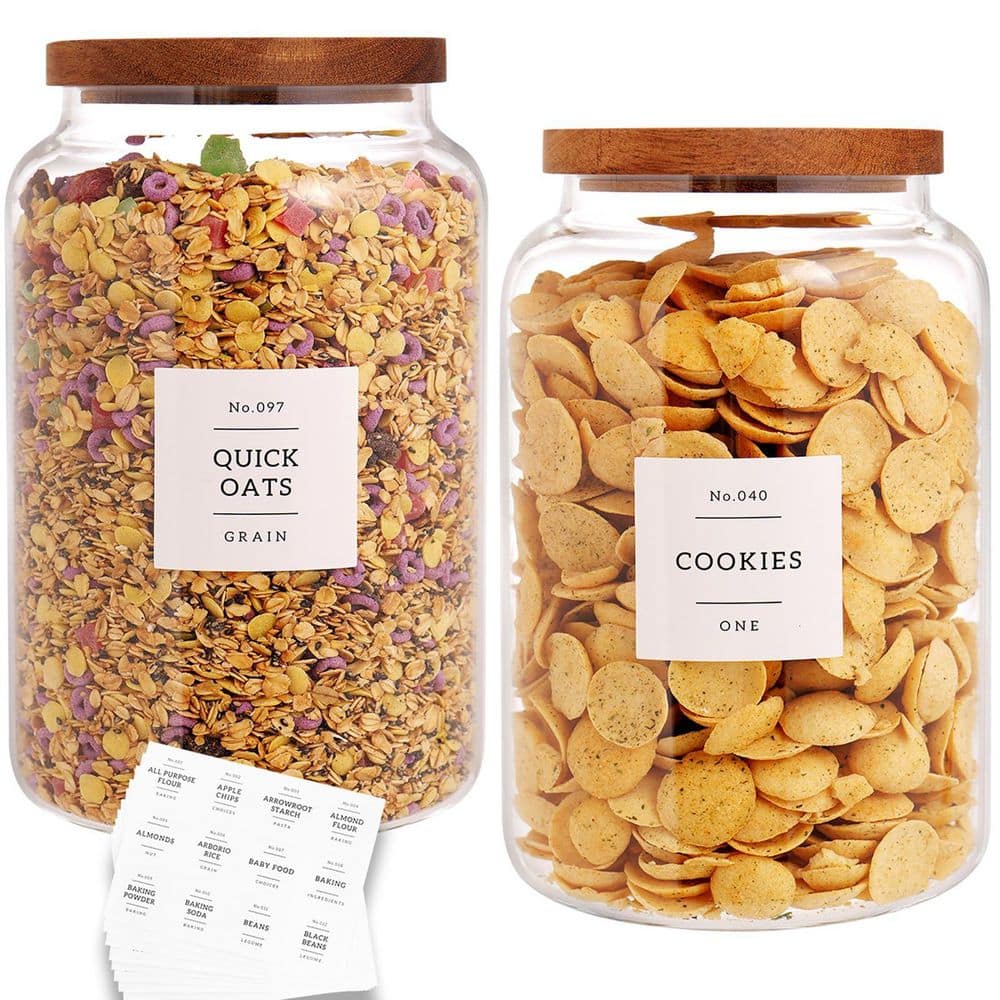 2-Piece Glass Food Storage Jars with Airtight Bamboo Lid for Pasta Candy Coffee Cookie, Large Flour and Sugar Containers price history on PriceWatchPro