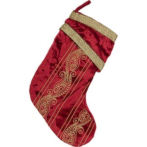 15 in. Viscose Yule Christmas Red Glam Decor Stocking