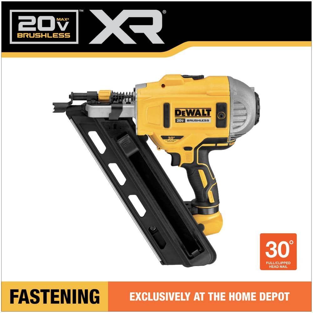 DEWALT 20V MAX XR Lithium-Ion Cordless Brushless 2-Speed 30° Paper Collated  Framing Nailer (Tool Only) DCN692B The Home Depot