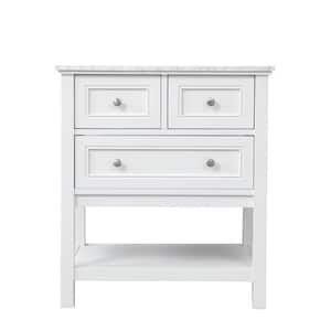 Timeless Home Gina 30 in. W x 22 in. D x 33.75 in. H Single Bathroom Vanity in White with Carrara White Marble