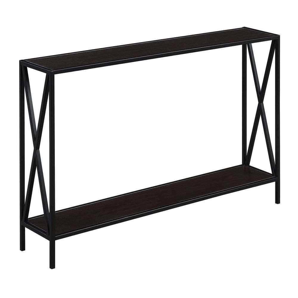 Tucson 48" Espresso and Black Metal Console Table with Shelf