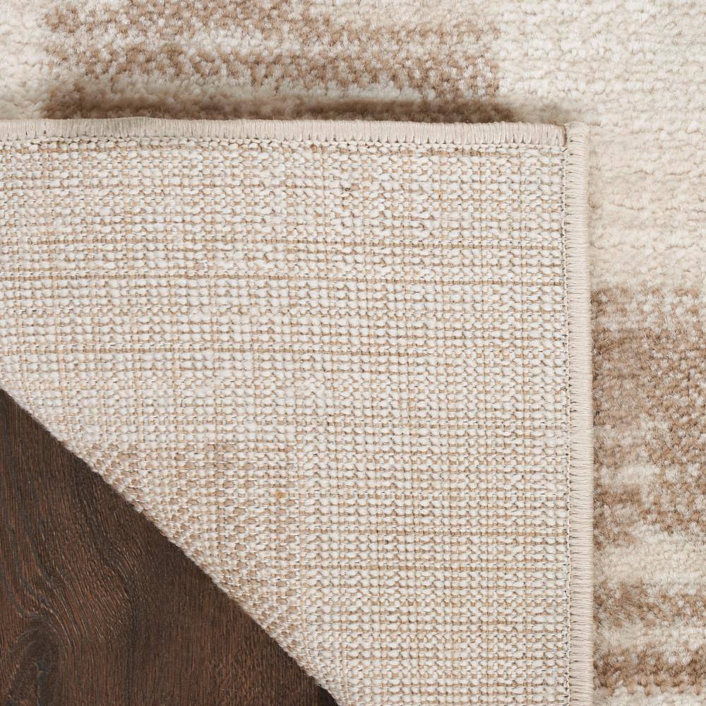 Mocha Ivory Geometric Synthetic 5' x 7' Area Rug