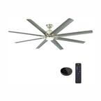 Kensgrove 72 in. LED Indoor/Outdoor Brushed Nickel Ceiling Fan with Light kit Works with Google Assistant and Alexa