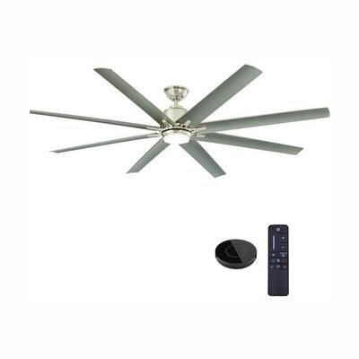 Kensgrove 72 in. LED Indoor/Outdoor Brushed Nickel Ceiling Fan with Light kit Works with Google Assistant and Alexa