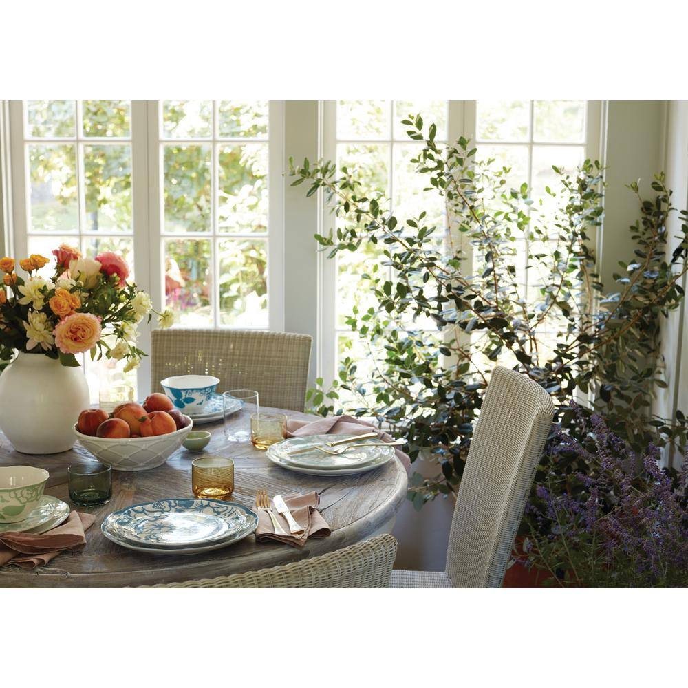 Cornflower Blue Porcelain Scalloped Edge Dinner Plates, Set of 4