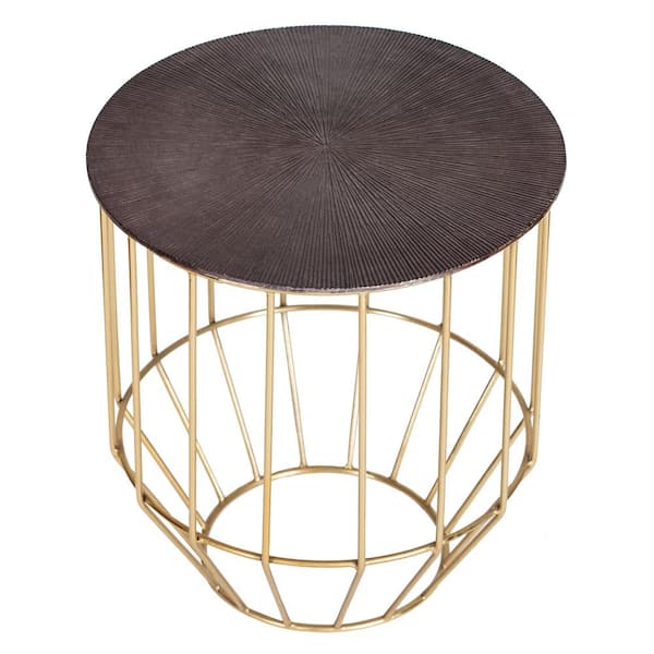 MH LONDON Harper 18 in. Black Round Table Metal Top Round Side Table