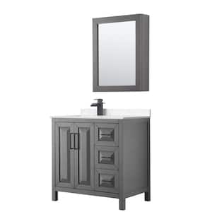 Daria 36 in. W x 22 in. D x 35.75 in. H Single Bath Vanity in Dark Gray with Carrara Cultured Marble Top and MC Mirror