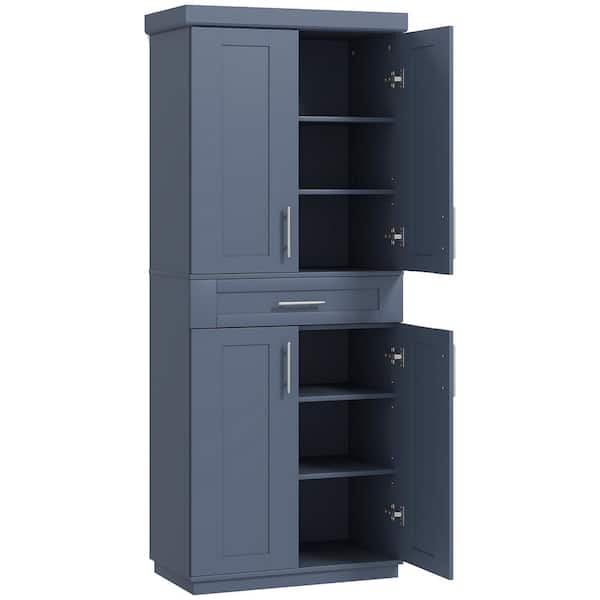 72 in. Kitchen Pantry Organizer with Doors and Drawer, Adjustable Shelving, Navy Blue