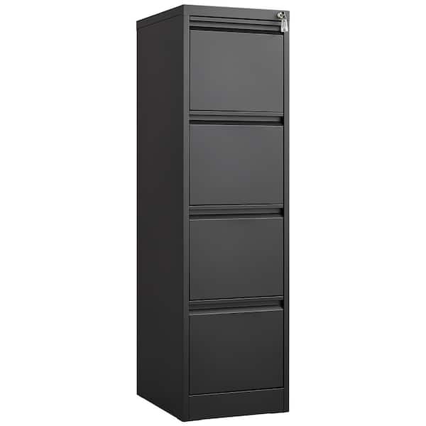Unbranded 14.65 in. W x 17.71 in. D x 52.36 in. H Black Metal Linen Cabinet with 3 Drawer and Lock for Home Office School Garage