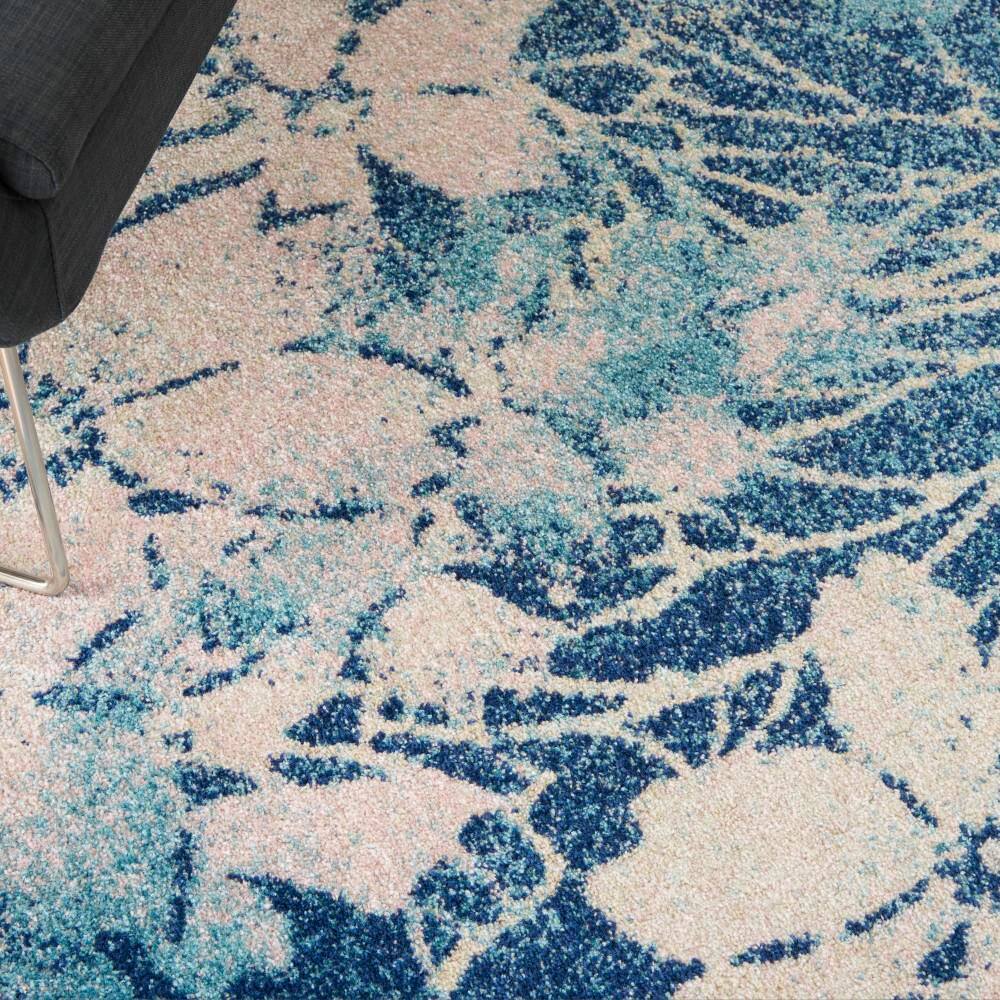 Navy Pink Floral Elegance Viscose 6' x 9' Area Rug