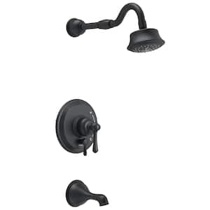 Opulence 1-Handle Wall Mount Tub and Shower Trim Kit with Diverter on valve with 2.0 GPM in Satin Black