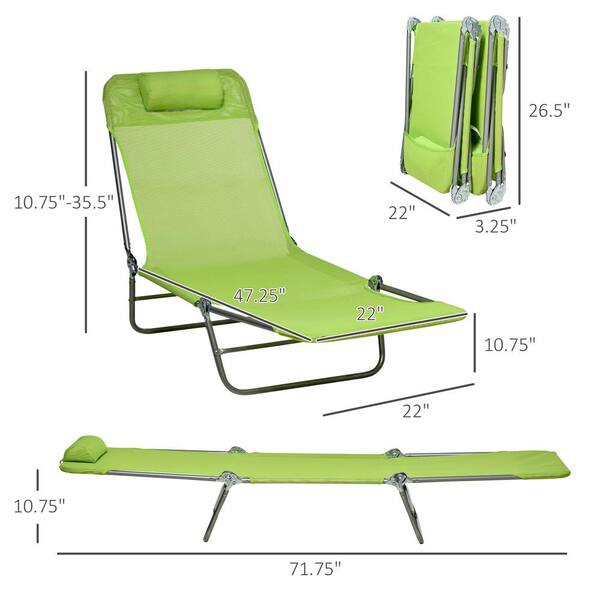 Zeus & Ruta 2-Piece Green Metal Outdoor Chaise Lounge with 6