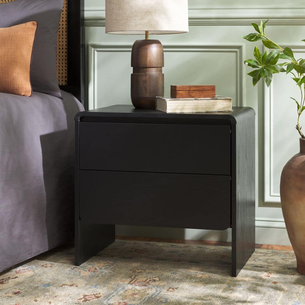 SAFAVIEH Arsenio Black 2-Drawer Nightstand NST3101B - The Home Depot