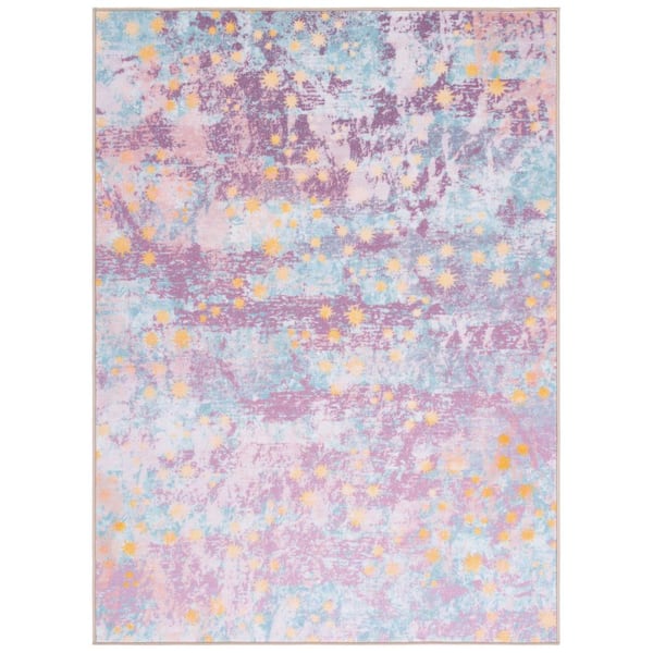 SAFAVIEH Kids Playhouse Purple/Light Blue 5 ft. x 8 ft. Machine Washable Distressed Abstract Area Rug