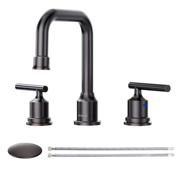 8 in. Widespread Double Handle Bathroom Faucet with Drain Kit in Oil Rubbed Bronze