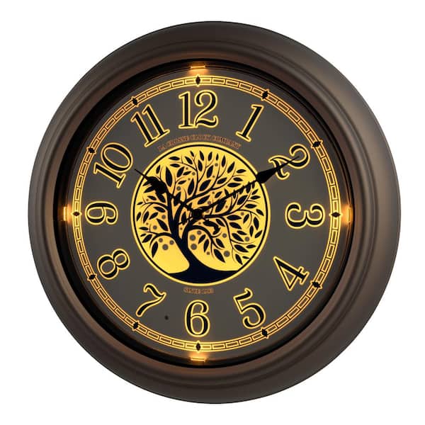 Outdoor Bronze Lux Lighted Dial Quartz, Clock That Illuminates On Ceiling