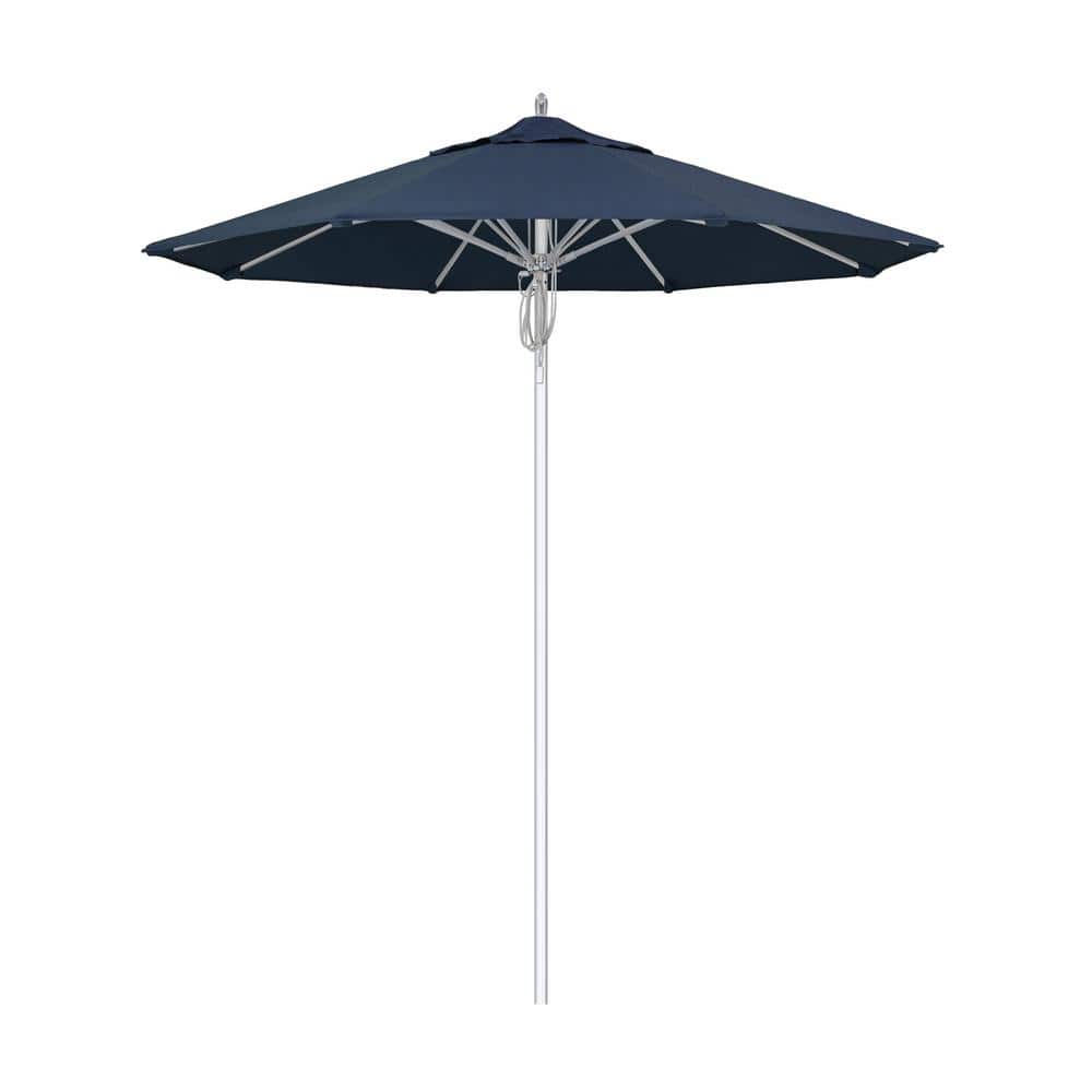 7.5 ft. Silver Aluminum Commercial Market Patio Umbrella Fiberglass Ribs and Pulley Lift in Spectrum Indigo Sunbrella price history on PriceWatchPro