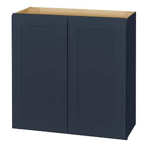 Avondale 36 in. W x 12 in. D x 30 in. H Ready to Assemble Plywood Shaker Wall Kitchen Cabinet in Ink Blue