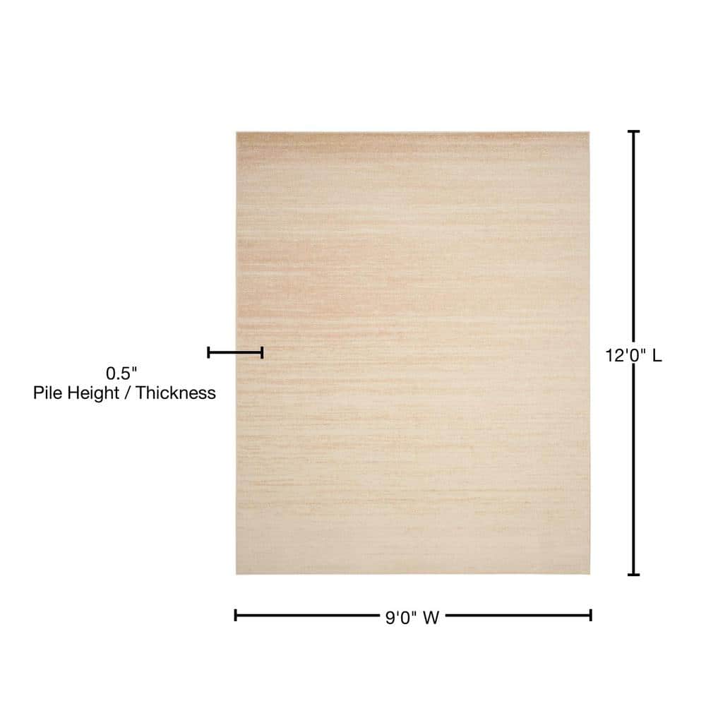 Champagne and Cream 9' x 12' Synthetic Stripe Area Rug