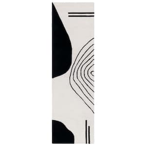 Rodeo Drive Ivory/Black 2 ft. x 6 ft. Abstract Runner Rug