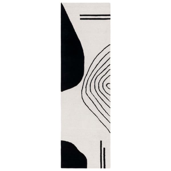 SAFAVIEH Rodeo Drive Ivory/Black 2 ft. x 6 ft. Abstract Runner Rug ...