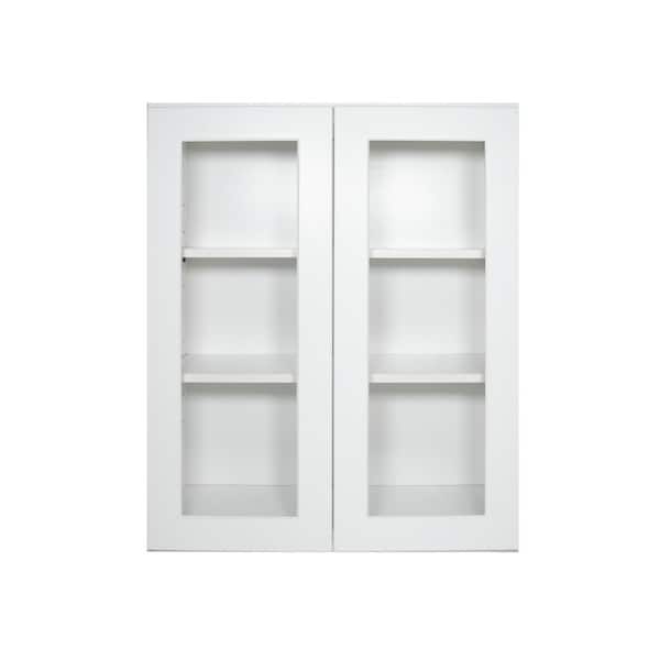HOMLUX 30 in. W x 12 in. D x 36 in. H in Shaker White Ready to Assemble Wall Kitchen Cabinet with No Glasses