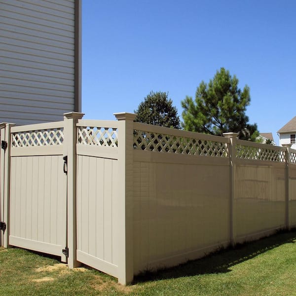 Ashton 6 ft. H x 6 ft. W Khaki Vinyl Privacy Fence Panel Kit