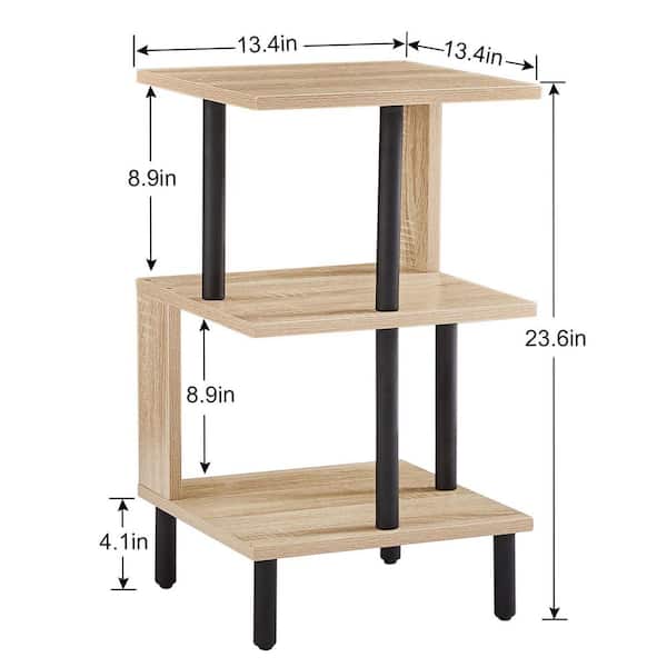 VECELO End Side Table for Living Room, Night Stand with Storage Easy Assembly, Oak Sofa Side KHD-XF-ST16-OAK - The Home Depot
