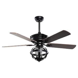 52 in. Indoor Matte Black Ceiling Fan with Light and Remote Control