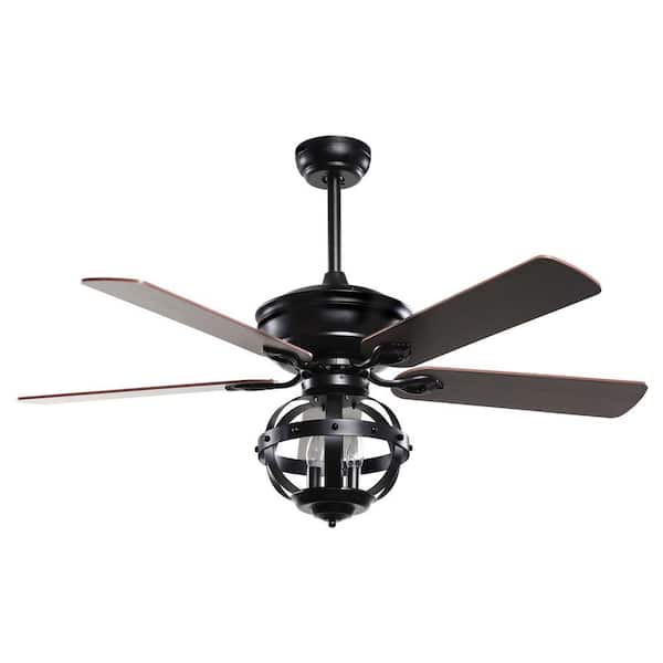 Indoor Matte Black Ceiling Fan, Wrought Iron Ceiling Fan