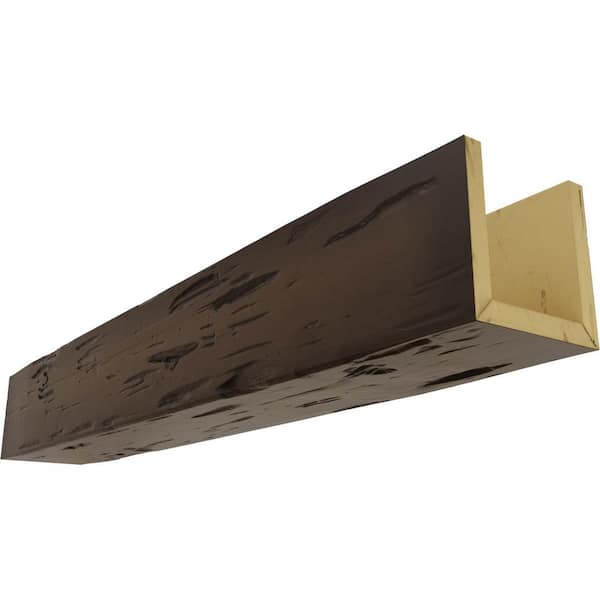 Ekena Millwork 8 in. x 6 in. x 8 ft. 3-Sided (U-Beam) Pecky Cypress Natural Mahogany Faux Wood Ceiling Beam