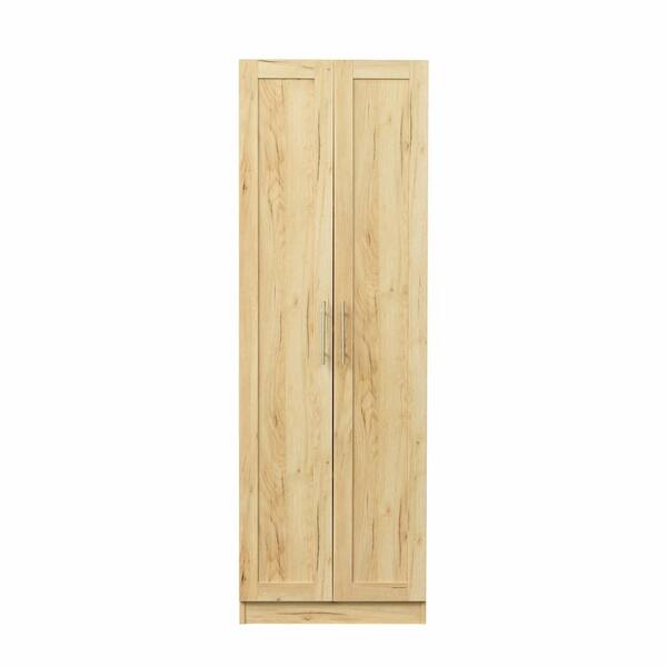 Unbranded Oak Wood Pantry Organizer Kitchen Cabinet with 2 doors and 3 partitions to separate 4 storage spaces