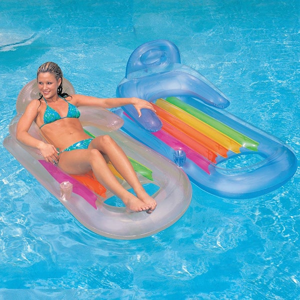 Intex 58802EP Inflatable King Kool Swimming Pool Lounge Raft in Silver-2 Pack