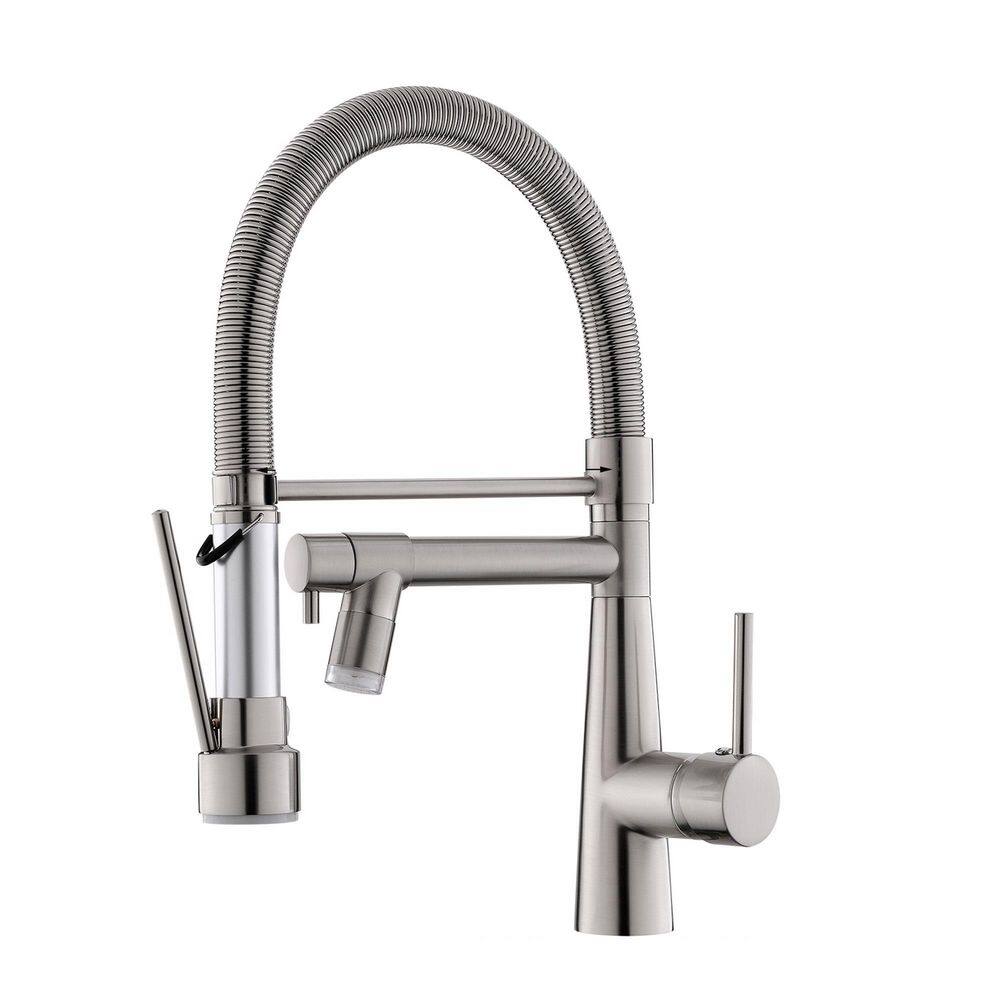 Aosspy SingleHandle Pull DownSprayer Kitchen Faucet Kitchen Sink Faucet with LED Light in