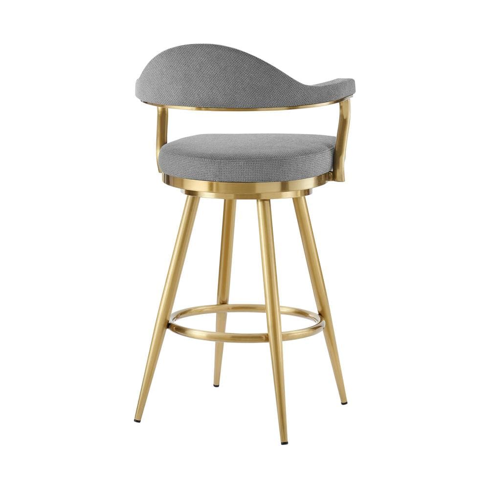 Justin 26" Gray Swivel Counter Stool with Gold Metal Frame