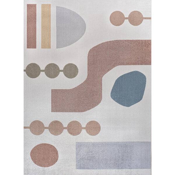 Riley Abstract Coastal Kids & Novelty Machine-Washable Cream/Multi 4 ft. x 6 ft. Area Rug