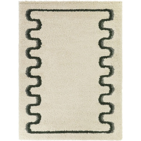 Binford Green/Blue 7 ft. x 9 ft. Squiggle Border Area Rug