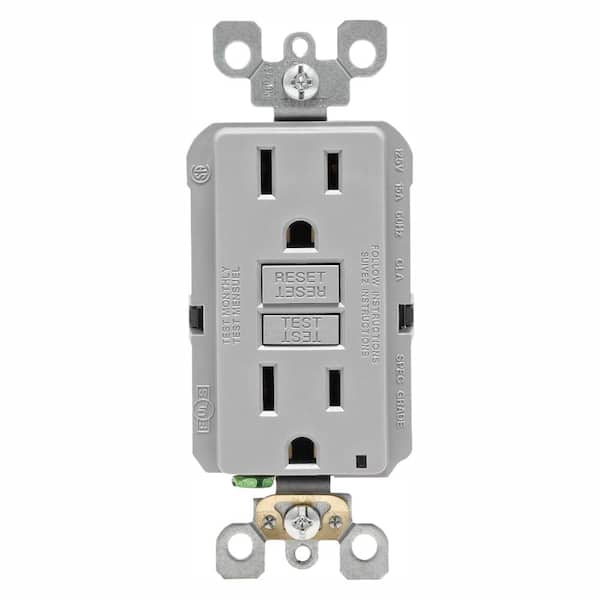 Leviton 15 Amp Self-Test SmartlockPro Slim Duplex GFCI Outlet, Gray (3-Pack)