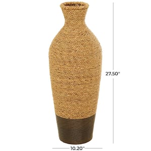 28 in. Brown Handmade Tall Woven Floor Seagrass Decorative Vase