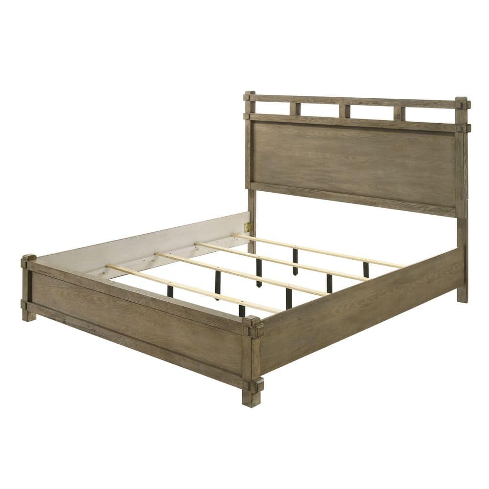 Alpine Antique Brown Oak Wood Frame Eastern King Size Platform Bed price history on PriceWatchPro