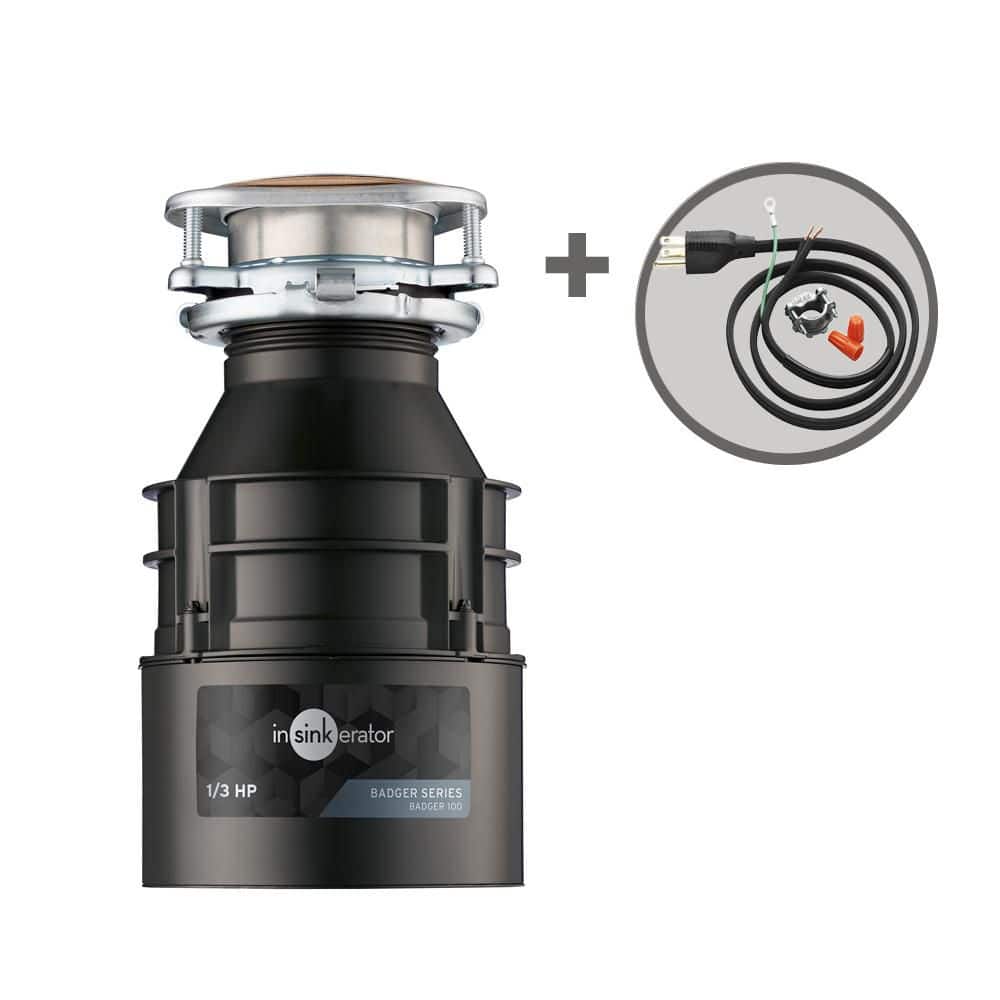 Badger 100, 1/3 HP Continuous Feed Kitchen Garbage Disposal with Power Cord Kit, Badger Series price history on PriceWatchPro