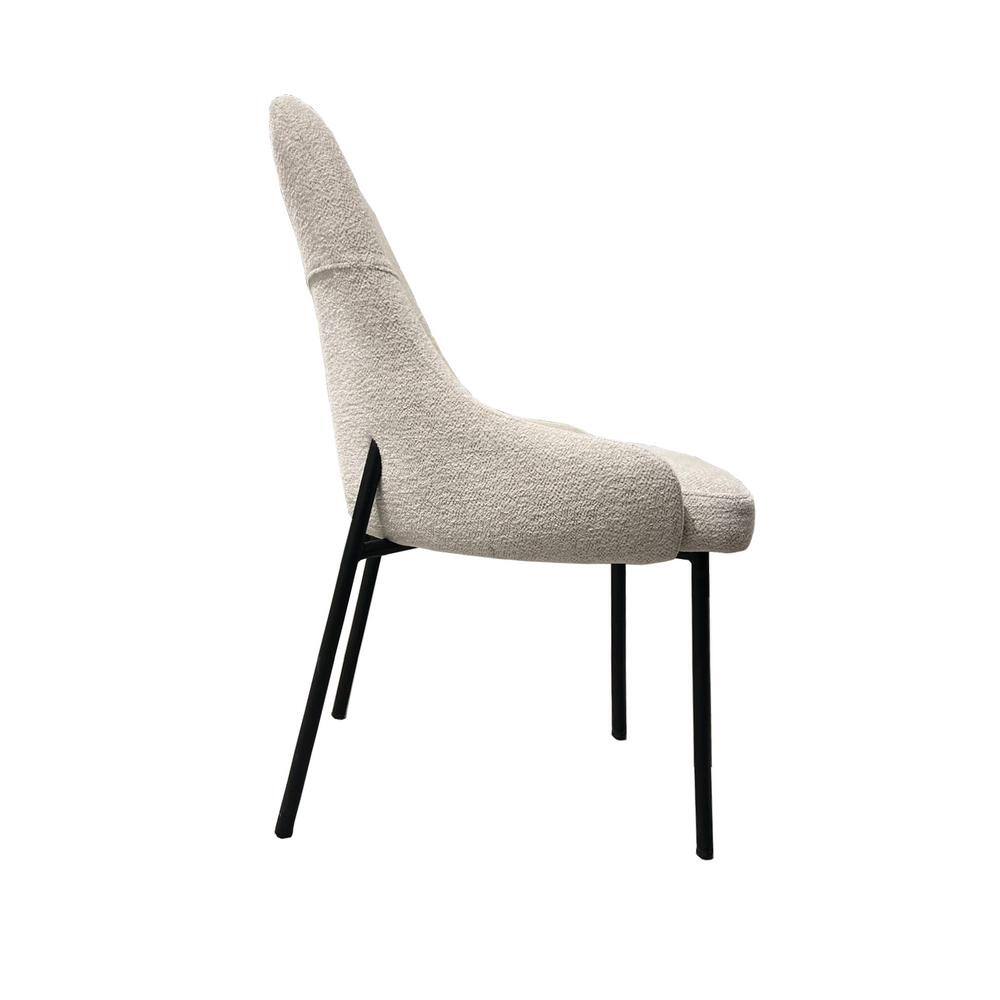 Beige Boucle Upholstered Metal Frame Side Chairs, Set of 2