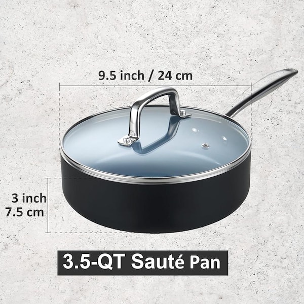 Cook N Home 3.5 Qt. 9.5 in. Ceramic Nonstick Aluminum Saute Frying Pan in  Grey 02690 - The Home Depot