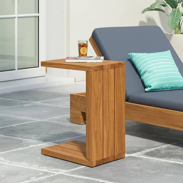 Navy Blue Metal Outdoor End Table Side Table, Large 15 in. Round