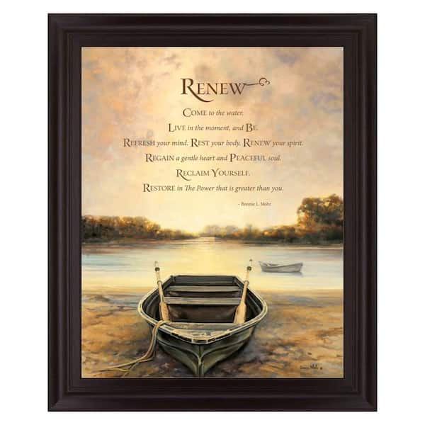 Classy Art "Renew" By Bonnie Mohr Framed Typography Print Wall Art 28 in. x 34 in.