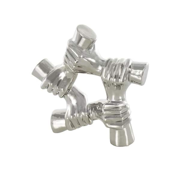 Litton Lane Silver Ceramic Gripping Hands Sculpture